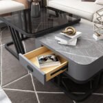 Sleek Modern Nesting Coffee Table Set with Marble Top and Storage - Image 2