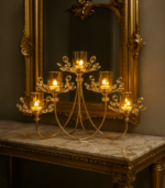 Golden 5-Head Crystal Candle Holder – 18/18/5 Inch