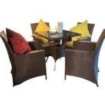 4 pieces Chair  with 1 piece Glass top Table