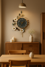 Elegant Floral Wall Clock – Artistic Metal & Resin Home Decor - Image 2