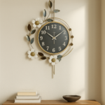 Elegant Floral Wall Clock – Artistic Metal & Resin Home Decor