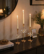 Luxury Crystal Candle Holder Set – 3 Piece Elegant Table Deco